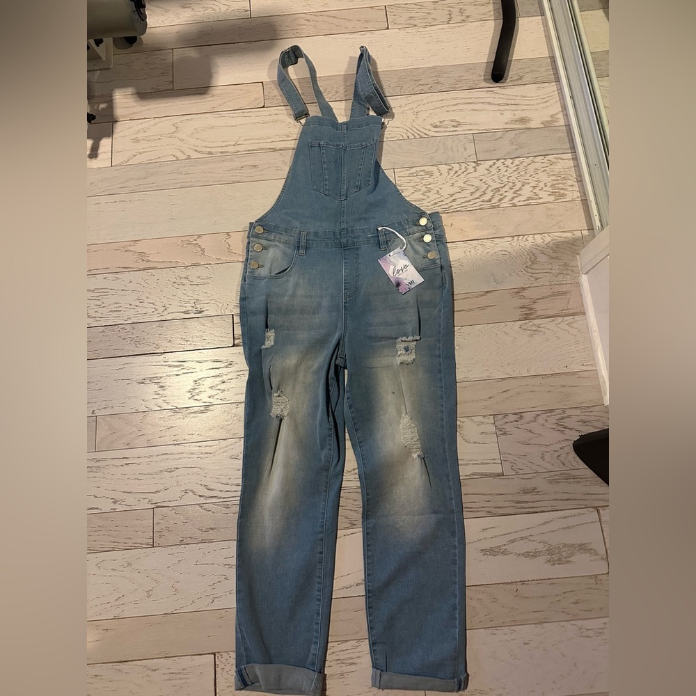 YMI Girl Stretch Denim Jeans Bib Overalls Size 14 NWT